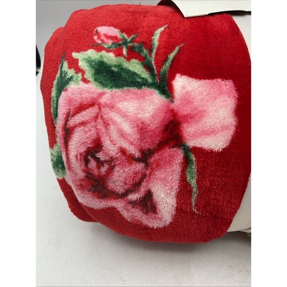 Threshold Throw Blanket Red With Pink Flowers 50 In X 60 In - Picture 4 of 4